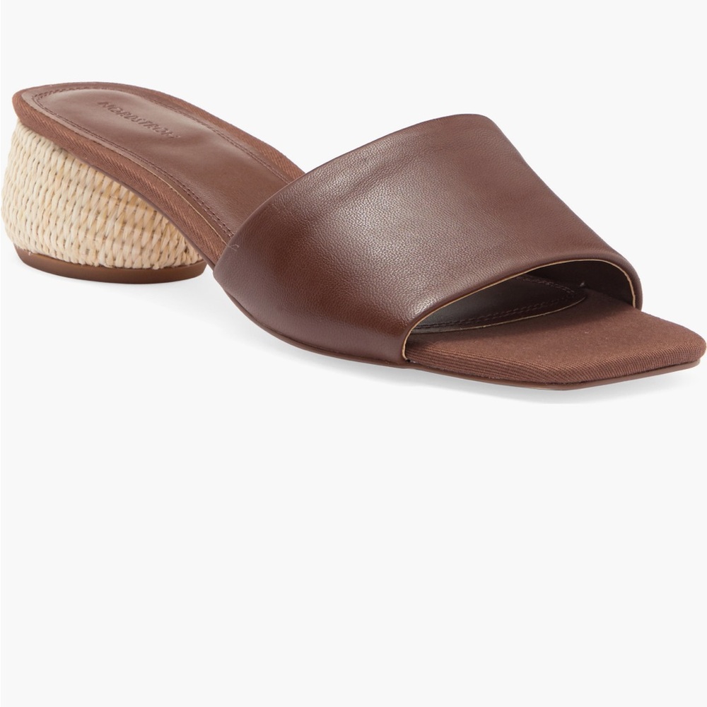 Nordstrom Brown Leather Slide Sandals